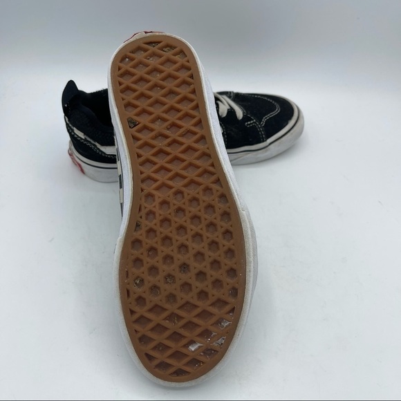Vans Canvas Suede Kids Black White Checker Lace Up Sneaker Shoe Size 2 - Picture 5 of 6